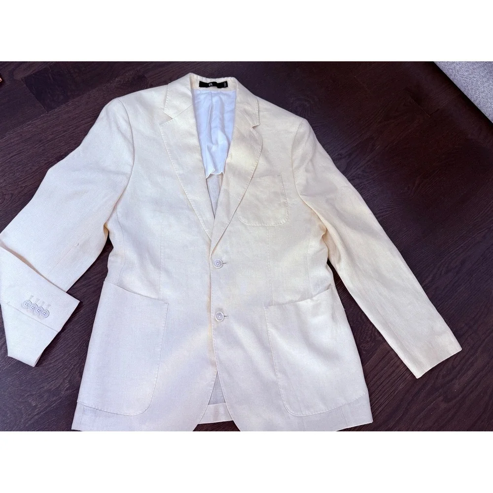 NWT Banana Republic Soquel Linen Suit Butter Yellow 40S Tailored Slim fit 34